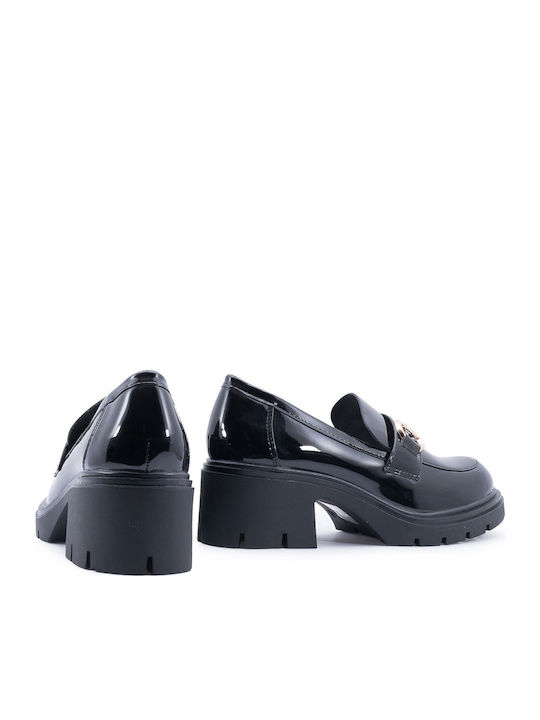 Лачени Дамски Loafers в Черен Цвят