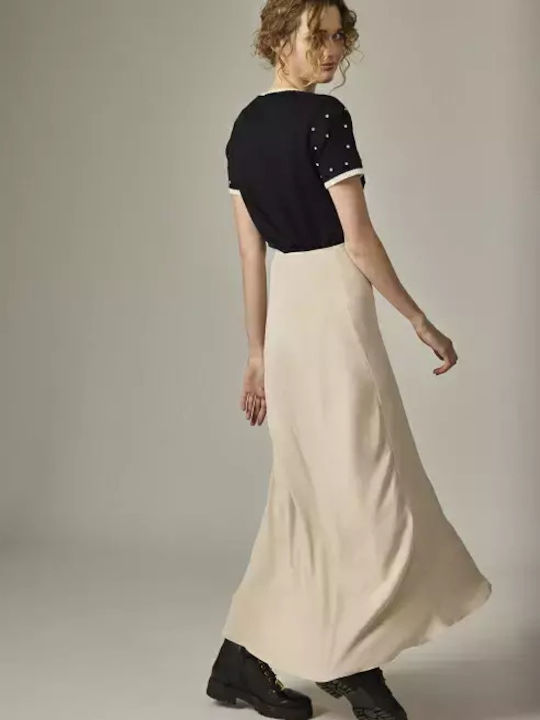 Hoch tailliert Midi Rock vanilla