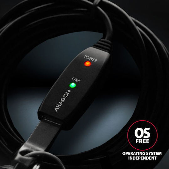 Axagon USB 3.0 Kabel USB-A-Stecker - USB-A-Buchse Schwarz 5m