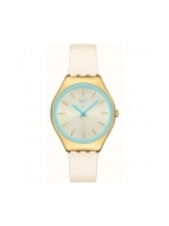 Swatch Watch with White Rubber Strap