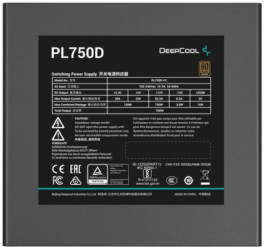 Deepcool PL750D rev. 2.0 750W Black Computer Power Supply Full Wired 80 Plus Bronze