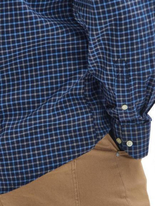 Preston Long-sleeved Shirt Checked Dark Navy