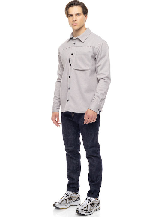 Μακρυμάνικo Overshirt σε Κανονική Γραμμή Grey
