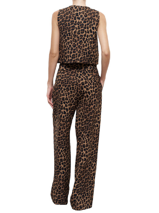 Lumina Women's Fabric Trousers Leopard coffee