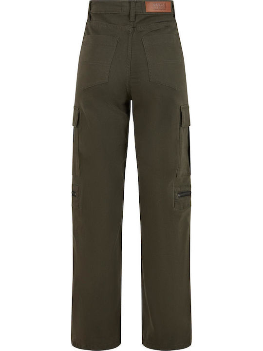 Damen Stoff Hose in Lockere Passform Blackolive