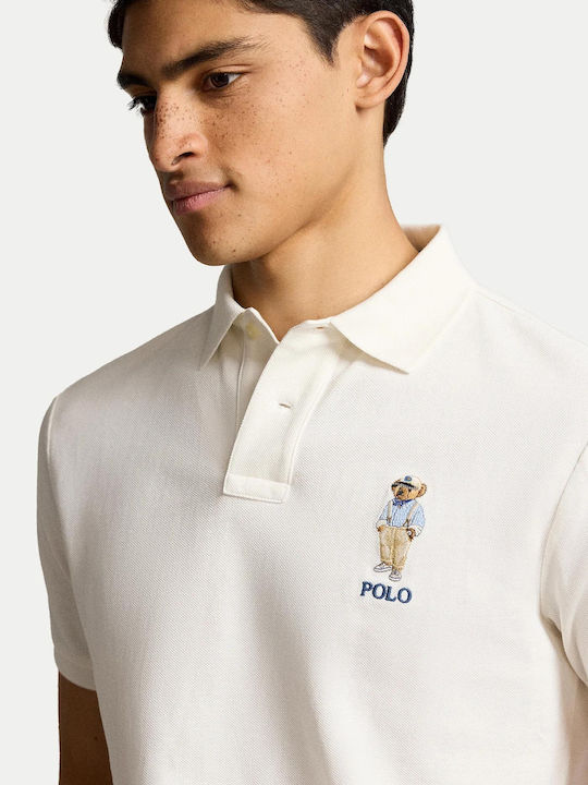 Ralph Lauren Bluza Bărbătească cu Mânecă Scurtă Polo Ecrou