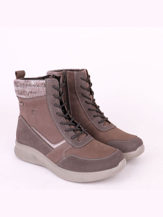 Comfort Way Shoes Leather Women's Ankle Boots Gray