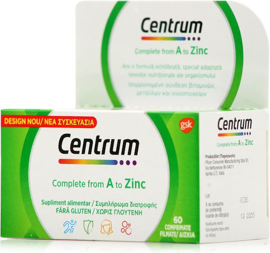 Centrum Complete From A To Zinc Multivitamină Cu vitamine și minerale pentru Energie & Întărirea Sistemului Imunitar 60 Tablete