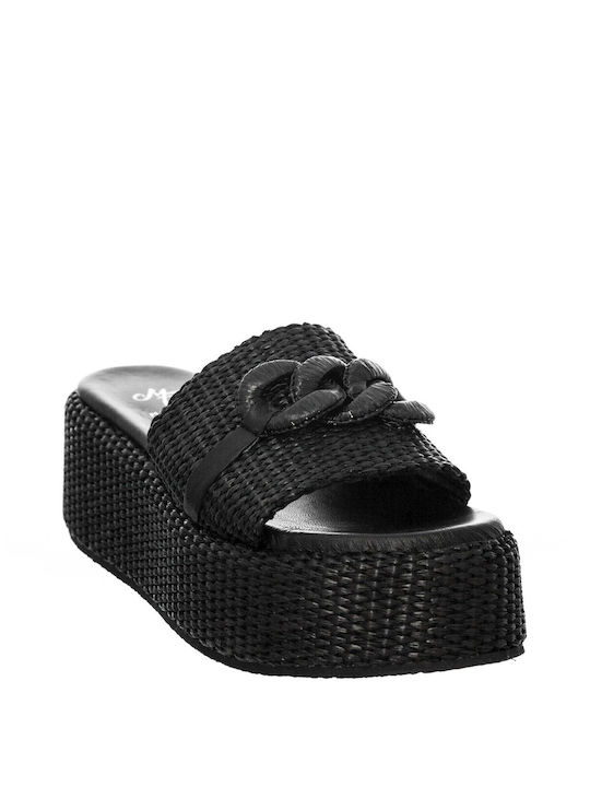 Mariella Fabiani Women's Flat Sandals Flatforms in Black Color