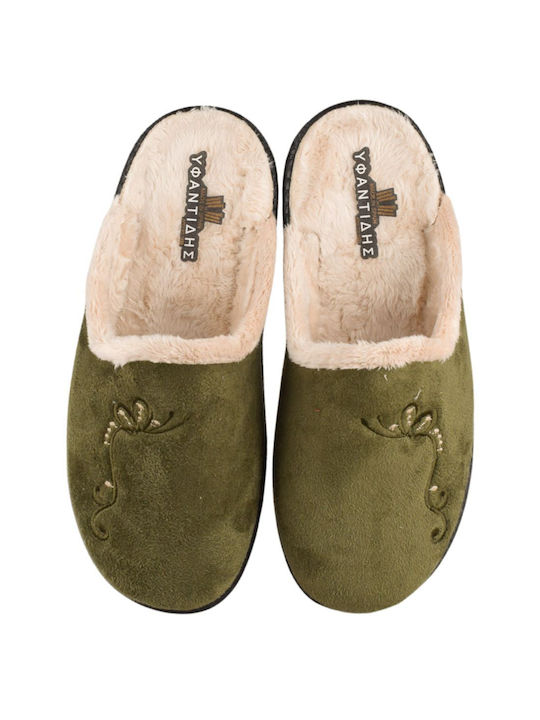 Yfantidis Winter Women's Slippers in Green color