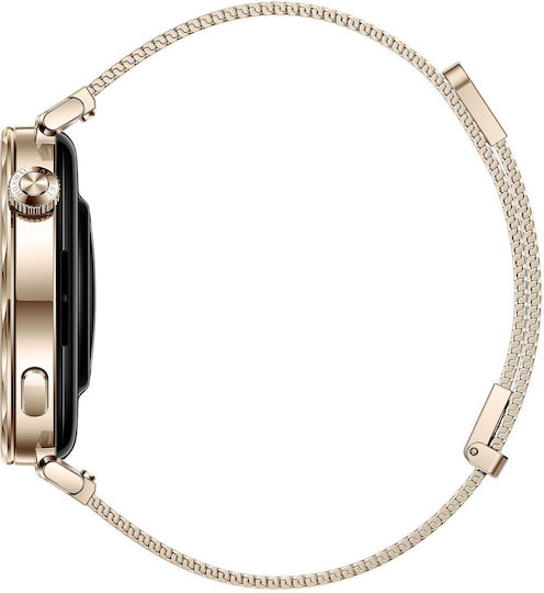 Huawei Watch GT 5 41mm Αδιάβροχο με Παλμογράφο (Gold Milanese Strap)