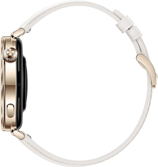 Huawei Watch GT 5 41mm Wasserdicht mit Pulsmesser (White Leather Strap)