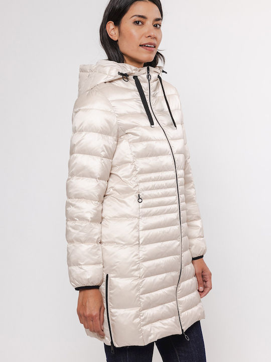 Rino&Pelle Women's Long Puffer Jacket for Winter with Hood Birch