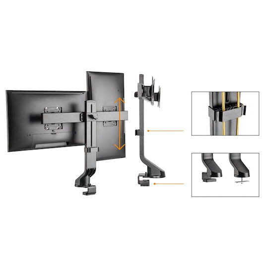 Maclean Energy MC-854 Stand Desk Mounted for 2 Monitors up to 27" with Arm