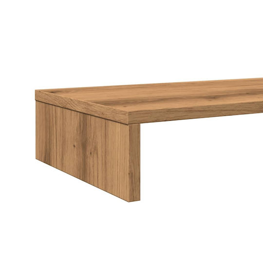 vidaXL Tabletop Suport pentru 2 Monitoare Stejar Artizanal 100x27x10 cm din Lemn Prelucrat Maro (854660)