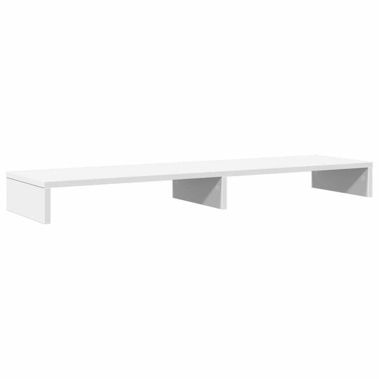 vidaXL Tabletop Suport pentru 2 Monitoare 100x27x10 cm realizat din PAL Albă (854652)