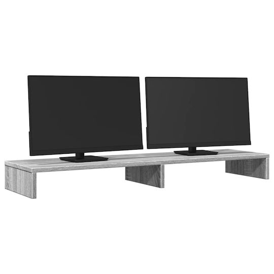 vidaXL Tabletop Suport pentru 2 Monitoare Sonoma 100x27x10 cm din lemn prelucrat Gri (854657)