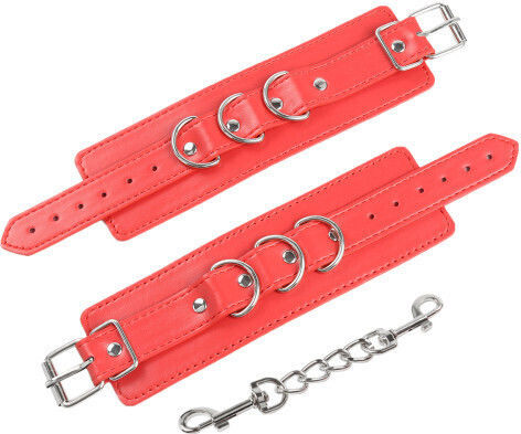 Naughty Toys Leather Χειροπέδες σε Κόκκινο Χρώμα