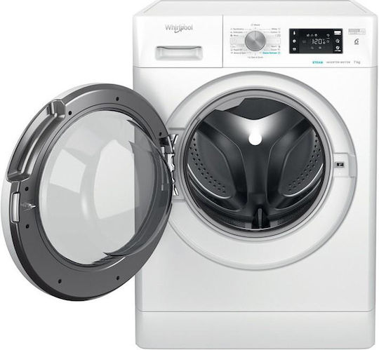 Whirlpool Πλυντήριο Ρούχων 7kg με Τεχνολογία Ατμού 1400 Στροφών 6th Sense FFB 7469 WV EE