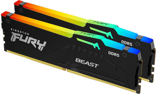 Kingston Fury Beast RGB 16GB DDR5 RAM with 2 Modules (2x8GB) and 6000 Speed for Desktop