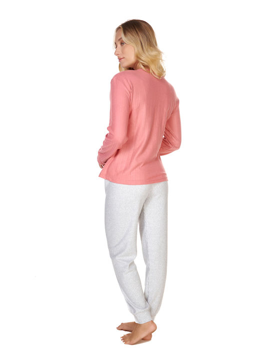 Comfort Winter Damen Pyjama-Set Coral