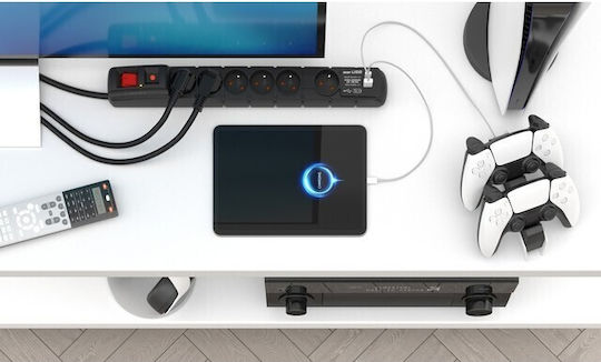 Acar Power Strip with Surge Protection 6 Positions with 1 USB-A, USB-C, Switch and Cable 1.5m