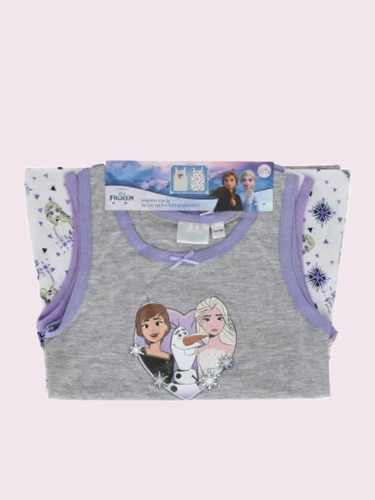 Disney Frozen Σετ Παιδικά Φανελάκια Αμάνικα Γκρί, Λιλά 2τμχ
