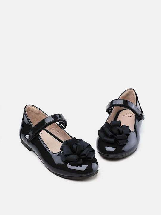 Mayoral Kids Patent Leather Ballerinas with Hoop & Loop Closure Black