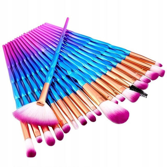 Set 20 Pensule de Machiaj Zola Forme Diferite Curcubeu Dimensiune 18-20,5 cm