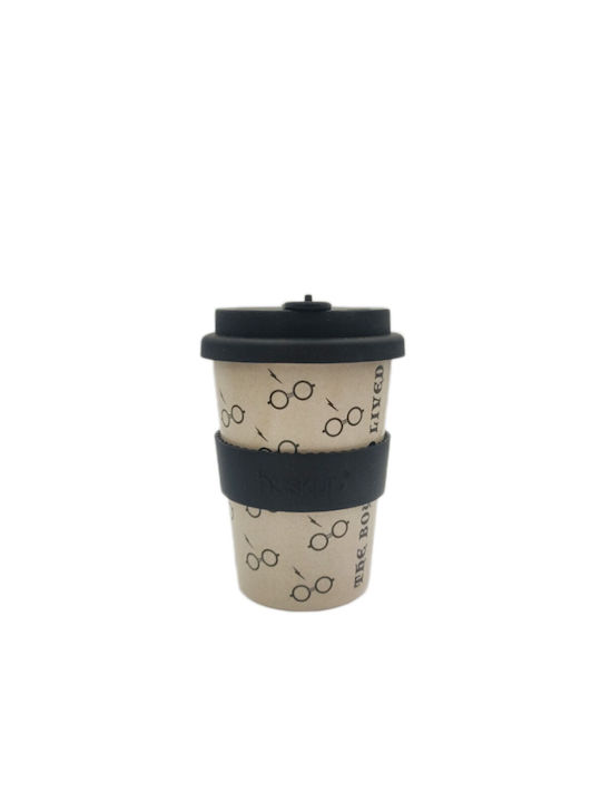 Graffiti Boy Who Lived Cană Bambus cu Capac Bej 400ml