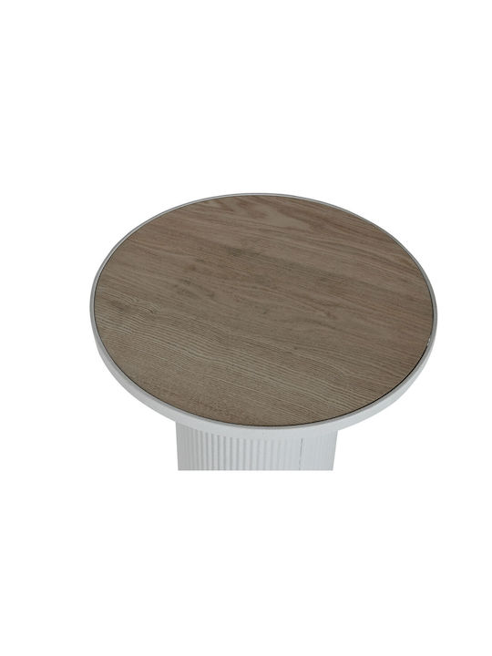 Round Side Table Wooden White L46xW46xH56cm