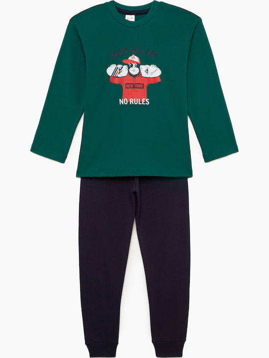 Minerva Kids' Pajamas Winter Green Cartoon Mix