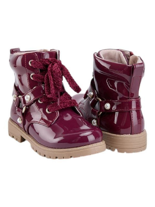 Mayoral Kids Patent Leather Boots Burgundy