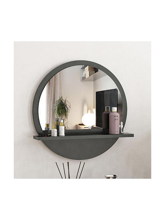 Pakketo Breda Wall Mirror with Gray Wooden Frame 49x49cm 1pcs