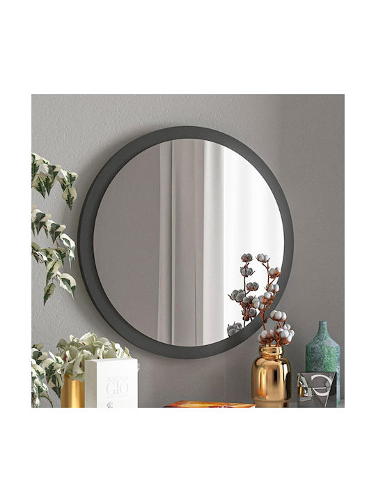 Pakketo Reflex Wall Mirror with Gray Wooden Frame 49x49cm 1pcs