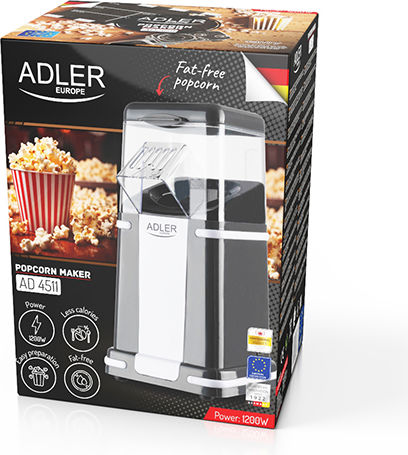 Adler Popcorn-Maschine Heißluft 1200W