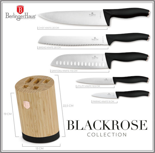 Berlinger Haus Black Rose Collection Set Cuțite Cu Bază Din Oțel Inoxidabil 6 Bucăți