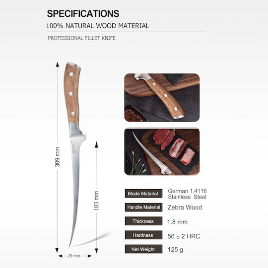 Japanknife Cuțit de Filetat din Oțel Inoxidabil 18.3cm