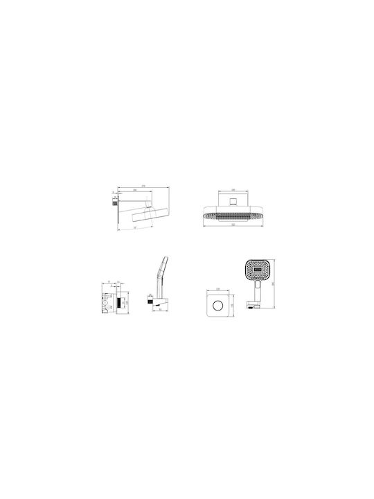 Sparke Built-in Mixer & Shower Head Set for Shower 2 Exits Gold