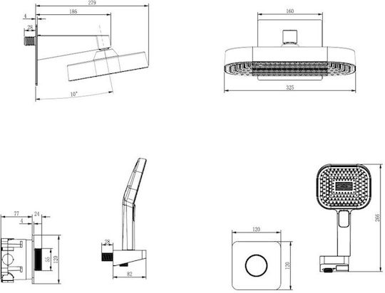 Sparke Built-in Mixer, Hand Shower & Shower Head Set for Shower 2 Exits Silver Sparke Built-in Mixer, Hand Shower & Shower Head Set for Shower 2 Exits Silver
