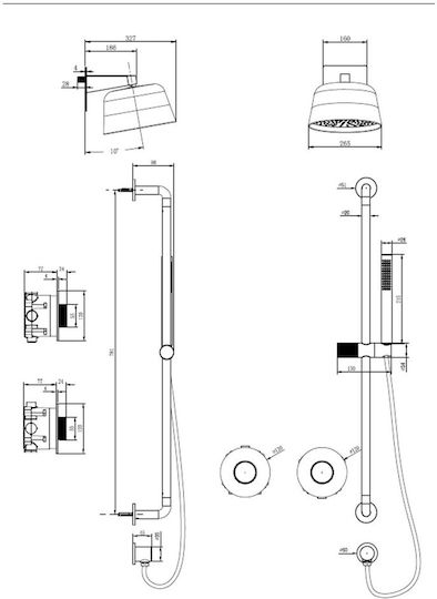 Sparke Built-in Mixer, Hand Shower & Shower Head Set for Shower 2 Exits Gold Sparke Built-in Mixer, Hand Shower & Shower Head Set for Shower 2 Exits Gold