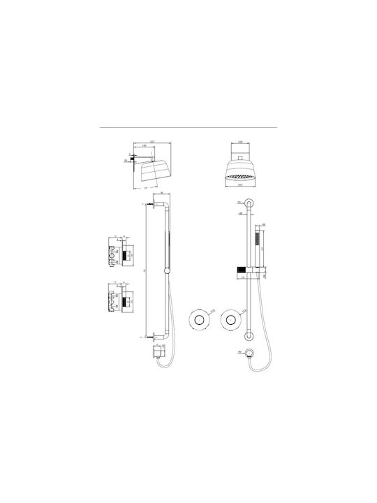 Sparke Set Mixer, Telefon & Cap Duș Îngropată pentru Duș 2 ieșiri Negru