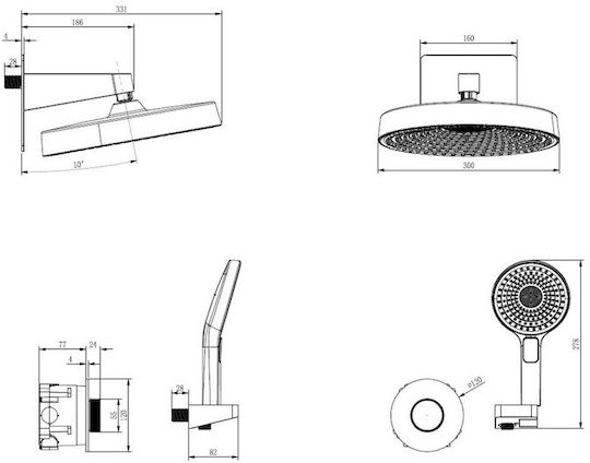 Sparke Built-in Mixer, Hand Shower & Shower Head Set for Shower 2 Exits Gold Sparke Built-in Mixer, Hand Shower & Shower Head Set for Shower 2 Exits Gold