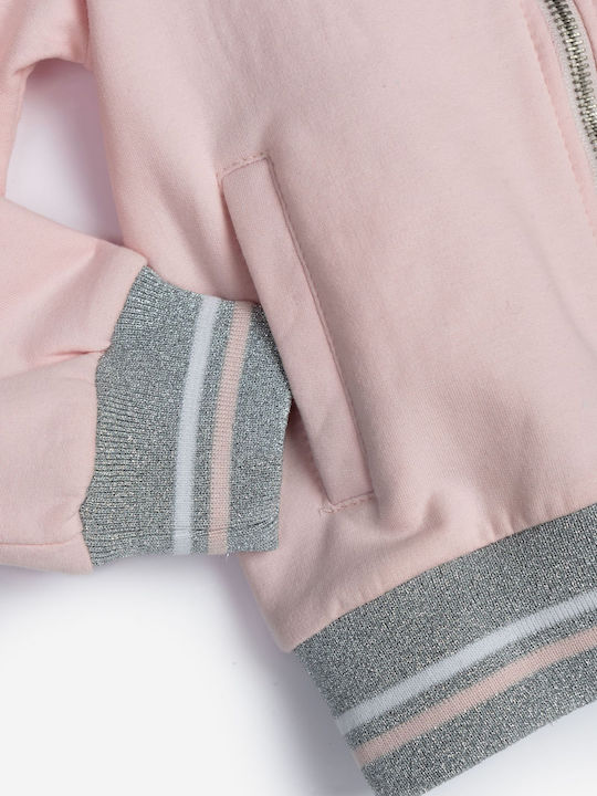 Kids Sweatshirt Cardigan Cotton with Hood Candy Pink