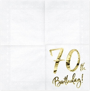 Χαρτοπετσέτες "70th Birthday" Λευκές