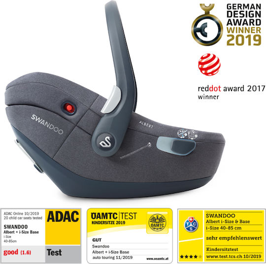 Swandoo Albert Scaun Auto pentru Copii i-Size Sesame Grey 0-13 kg