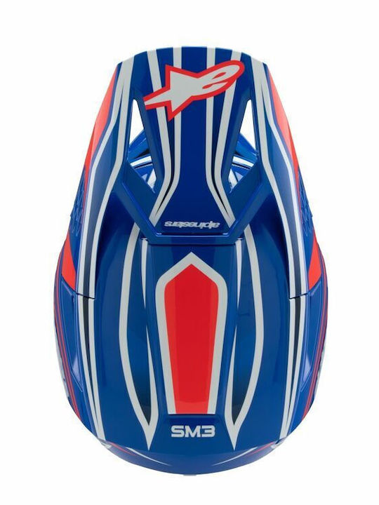 Alpinestars SM3 Blue/Red/White/Black Glossy Παιδικό Κράνος Μηχανής Motocross DOT / ECE 22.06 1060gr