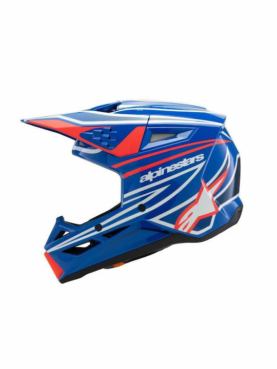 Alpinestars SM3 Blue/Red/White/Black Glossy Παιδικό Κράνος Μηχανής Motocross DOT / ECE 22.06 1060gr