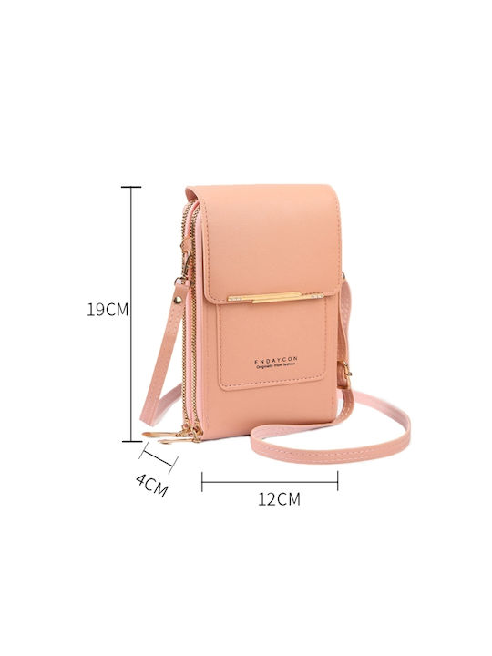 ENDAYCON Leather Women's Mobile Phone Bag Pink