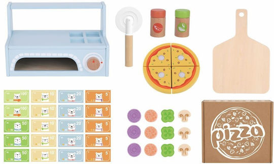 Tooky Toys Kids Shop Pizza Oven made of Wood for 3+ Years Old